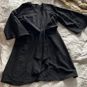 Black Topshop Wrap-style Dress with Keyhole Neck and Flowy Sleeves